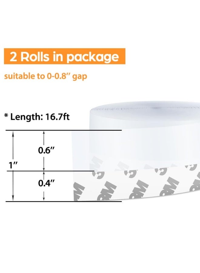 شريط مانع لتسرب الهواء للأبواب (قطعتان) شريط سيليكون مانع لتسرب الهواء للأبواب شريط لاصق ذاتي مانع لتسرب الهواء أسفل باب الدش (شفاف 25 مم) - Image 2