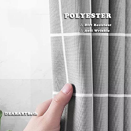 DEARARTBath Grey Grid Shower Curtain Liner for Bathroom, 60''W*72''L inch Fabric Shower Curtain Set with Grommet and 12 Hooks, Waterproof Machine Washable Easy Clear Easy Care - Image 2