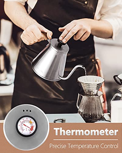 Harriet Gooseneck Kettle with Thermometer for Pour Over Coffee and Tea, 37 fl oz, Stainless Steel, Durable 3-Layer Base, Ideal Spout for Precision Pouring, Compatible with all Stove Tops - Image 2