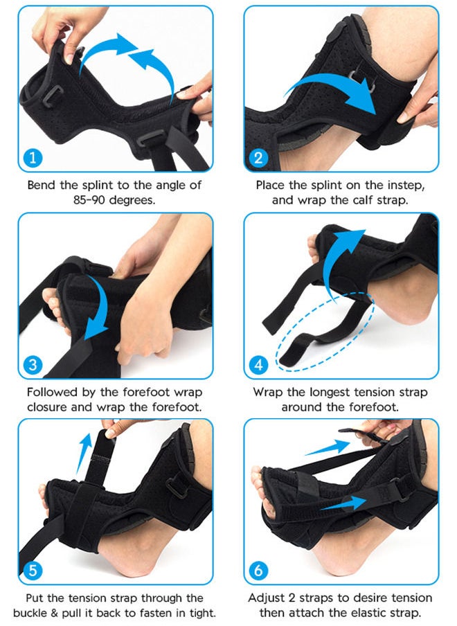 Generic - 1-Piece Plantar Fasciitis Night Splint Brace with Soft Memory Foam Pad Ankle Brace for Relief Achilles Tendonitis Relief Foot Drop Heel Arch Pain Support - Image 1