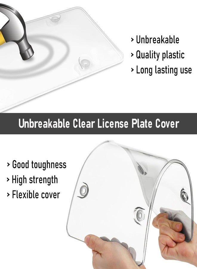 KLSKKJ 2 Pack Clear License Plate Covers and Frames Combo, Car License Plates Shields Holder Fits Any Standard US Plates with Screws Caps - Image 4