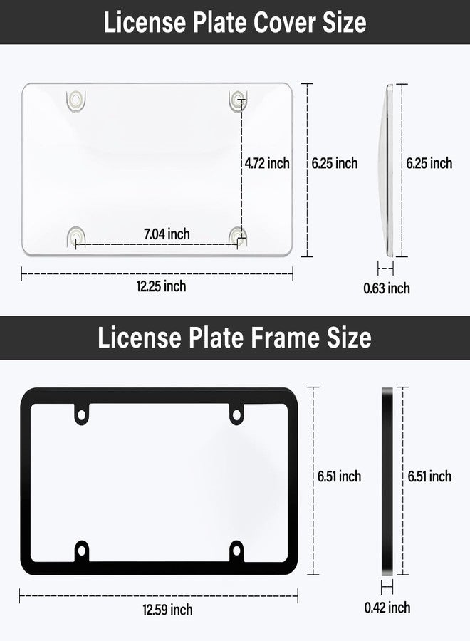 KLSKKJ 2 Pack Clear License Plate Covers and Frames Combo, Car License Plates Shields Holder Fits Any Standard US Plates with Screws Caps - Image 3