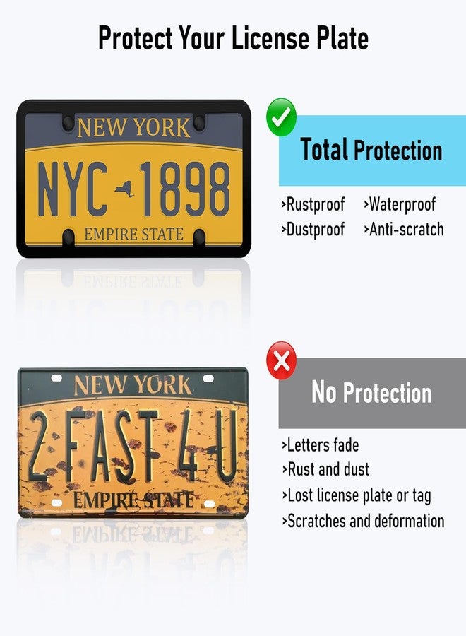 KLSKKJ 2 Pack Clear License Plate Covers and Frames Combo, Car License Plates Shields Holder Fits Any Standard US Plates with Screws Caps - Image 5