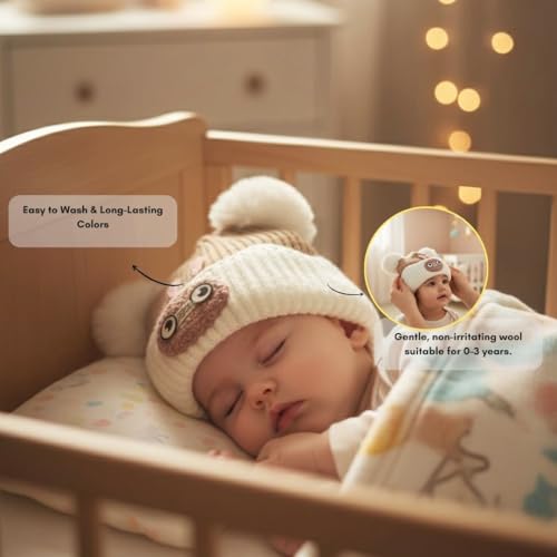 Mee Trend Baby Woolen Winter Cap for Boys & Girls | Soft Knitted Warm Beanie Hat with Cute Ears & Bunny Design | Premium Wool Cap for Infants & Toddlers (Brown-White(6 to 18 Months)) - Image 3
