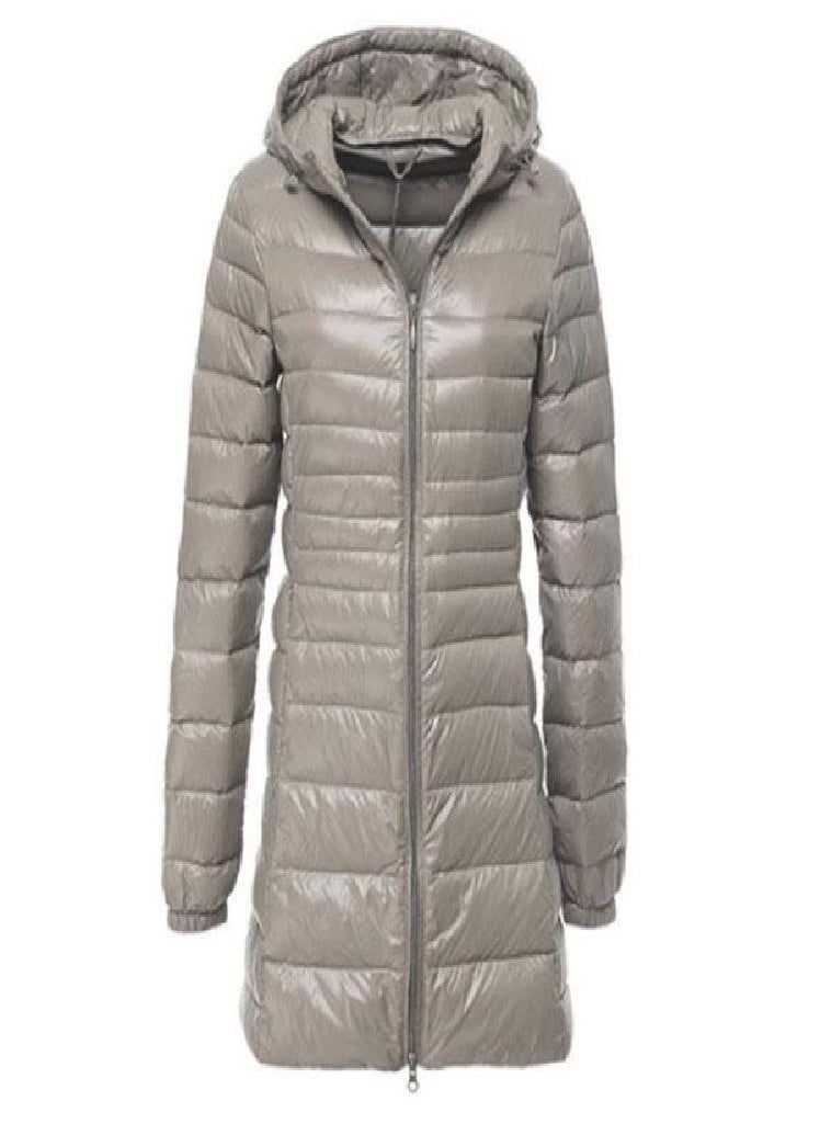 Eckek - Women's Winter Long Down Jacket Ultra Light White Duck Down Warm Slim Parkas Coat Casual Hooded Coat - Image 1