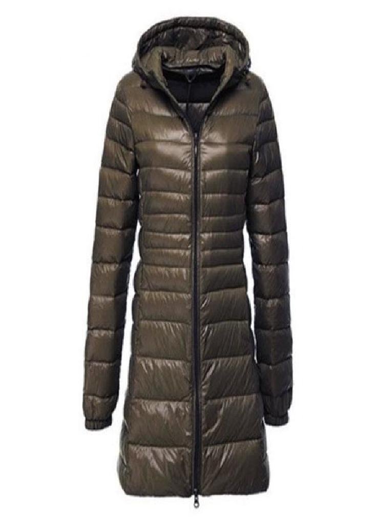Eckek - Women's Winter Long Down Jacket Ultra Light White Duck Down Warm Slim Parkas Coat Casual Hooded Coat - Image 1
