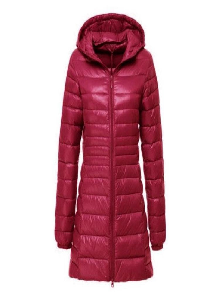 Eckek - Women's Winter Long Down Jacket Ultra Light White Duck Down Warm Slim Parkas Coat Casual Hooded Coat - Image 1