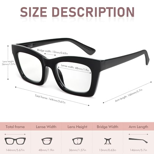 REAVEE Oprah Style Reading Glasses for Women Blue Light Blocking Computer Fashion Readers with Spring Hinge and Glasses pouch BlackPinkTortoise 05 - Image 5