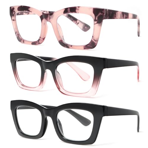 REAVEE Oprah Style Reading Glasses for Women Blue Light Blocking Computer Fashion Readers with Spring Hinge and Glasses pouch BlackPinkTortoise 05 - Image 2