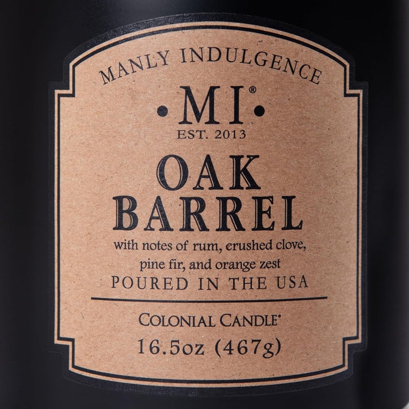 Manly Indulgence Oak Barrel Scented Jar Candle for Men 16.5 oz - Crushed Clove, Pine Fir & Orange Zest - Up to 60 Hours Burn, Soy Blend Wax, Poured in The USA - Image 5
