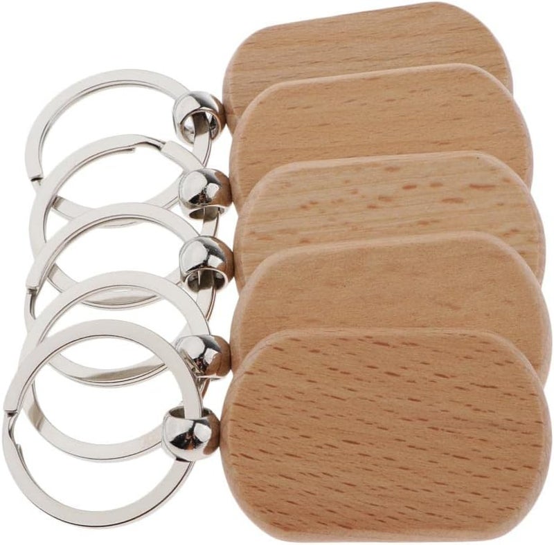 klarako 5x Wooden Blank Charms Pendants For Keychain Keyrings Phone Chain Decors Diy  Wood, Rounded rectangle 42x30mm - Image 2