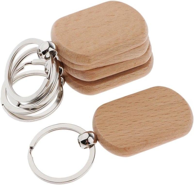klarako 5x Wooden Blank Charms Pendants For Keychain Keyrings Phone Chain Decors Diy  Wood, Rounded rectangle 42x30mm - Image 1