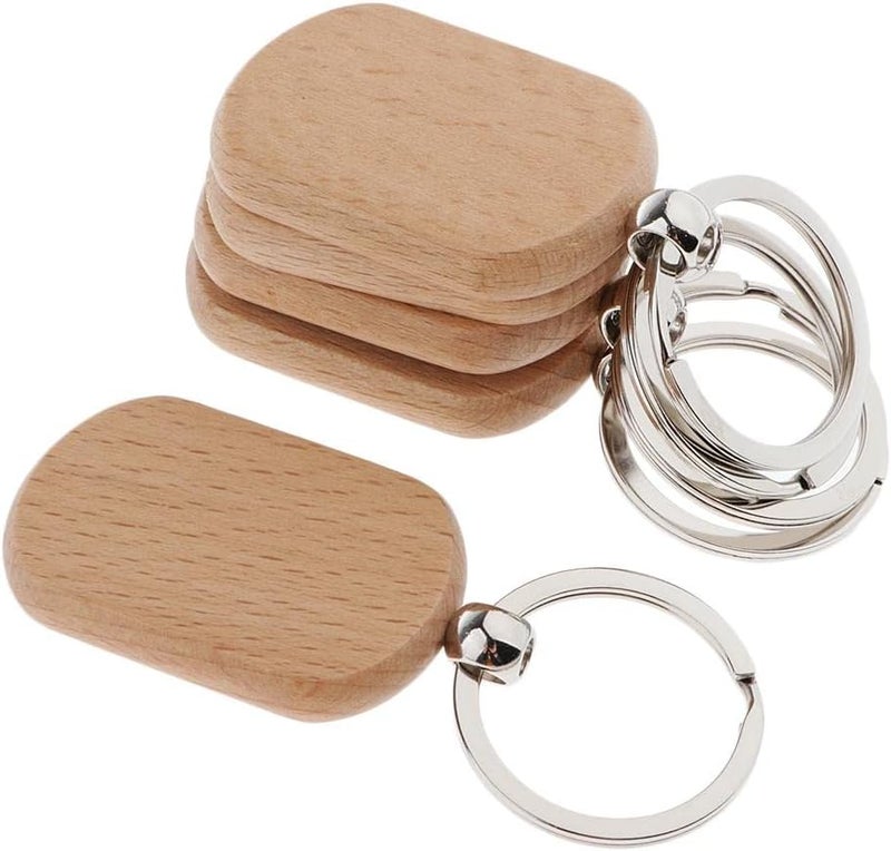 klarako 5x Wooden Blank Charms Pendants For Keychain Keyrings Phone Chain Decors Diy  Wood, Rounded rectangle 42x30mm - Image 4