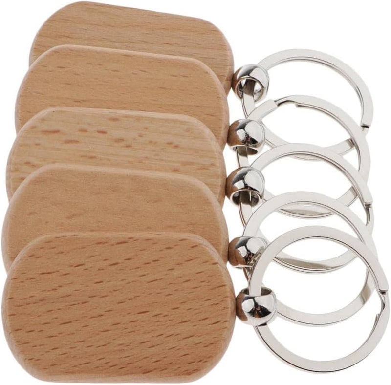 klarako 5x Wooden Blank Charms Pendants For Keychain Keyrings Phone Chain Decors Diy  Wood, Rounded rectangle 42x30mm - Image 3