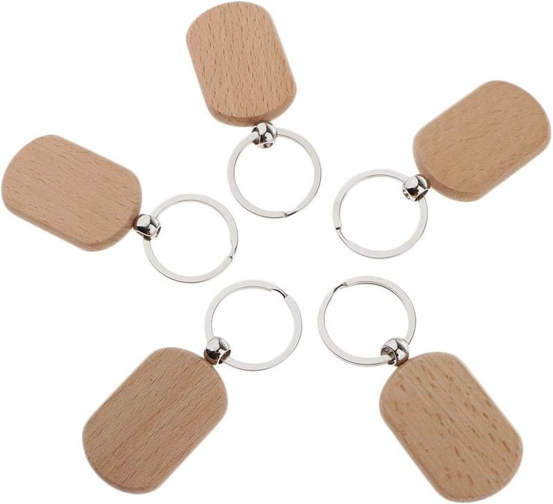 klarako 5x Wooden Blank Charms Pendants For Keychain Keyrings Phone Chain Decors Diy  Wood, Rounded rectangle 42x30mm - Image 5