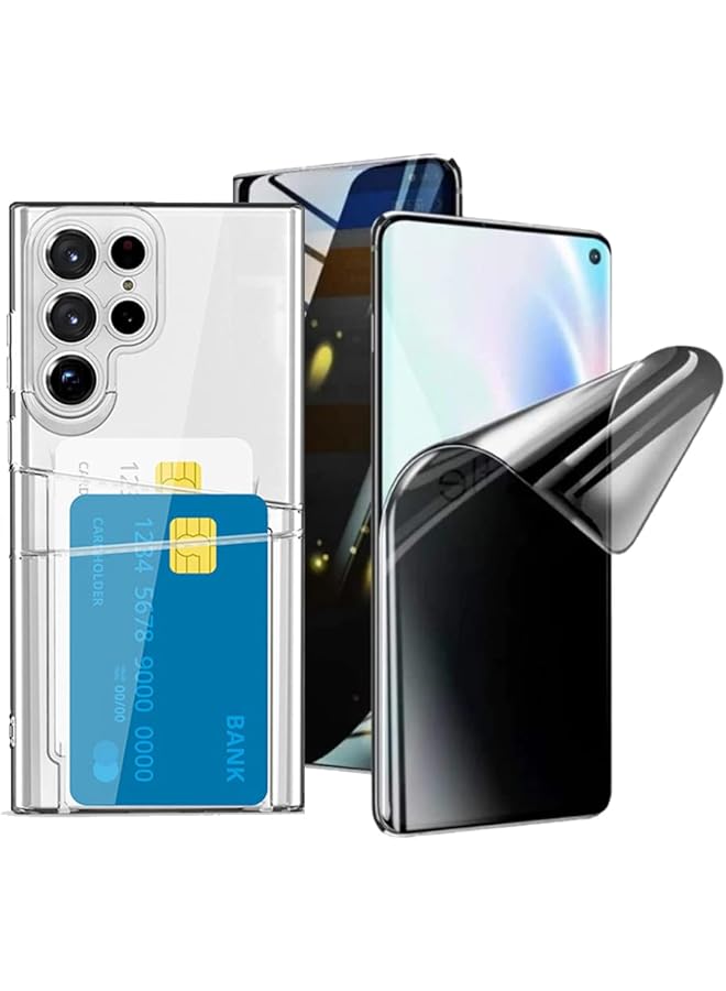 إيروريكس واقي شاشة S22 Ultra متوافق مع حافظة Samsung Galaxy S22 Ultra واقي شاشة للخصوصية خالٍ من الفقاعات مع تغطية كاملة وغطاء شفاف (1 قطعة بالإضافة إلى قطعتين) - Image 1