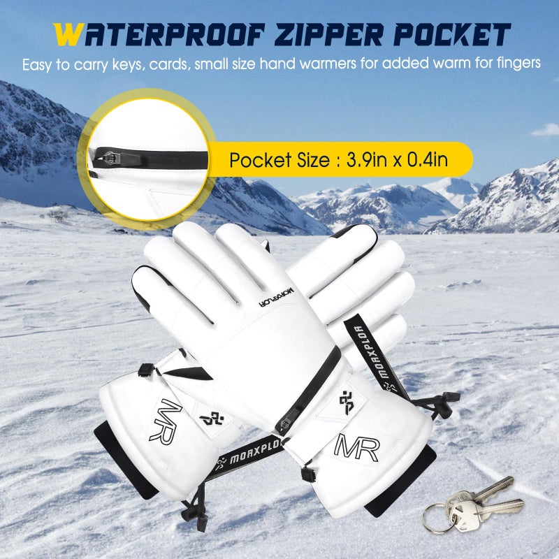 MORXPLOR Ski Snow Gloves for Men Women,3M Thinsulate Insulated Warm Winter Snowboard Windproof Winter Touchscreen Snowmobile Gloves for Cold Weather - Image 5
