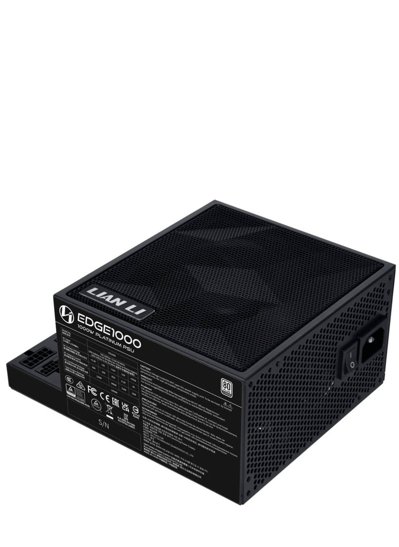Edge L-Shape Fully Modular Power Supply, 1000W Power, 80 Plus Platinum Certification, 120mm FDB Fan, ATX 3.0 & 3.1 Compliant, PCIe 5.1 Support, Active PFC