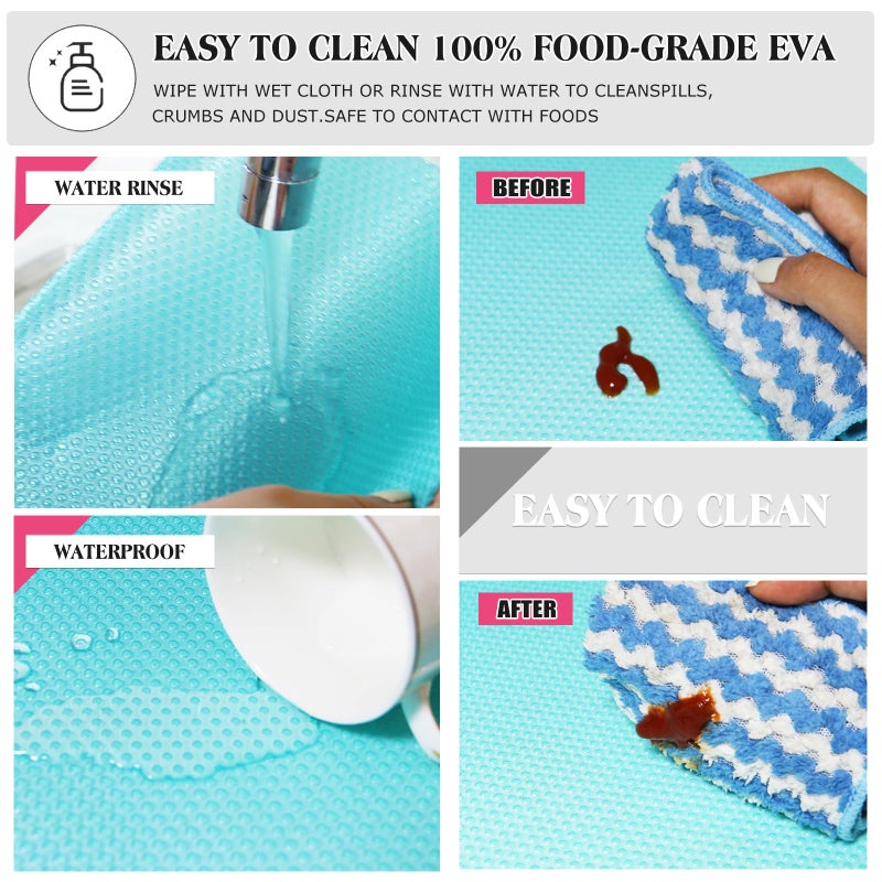 Daixers 10Pcs Refrigerator Liners, Washable Fridge Liner Shelf Mats Refrigerator Pads for Cupboard Cabinet Drawer Home Kitchen Accessories Organization (Blue) - Image 4