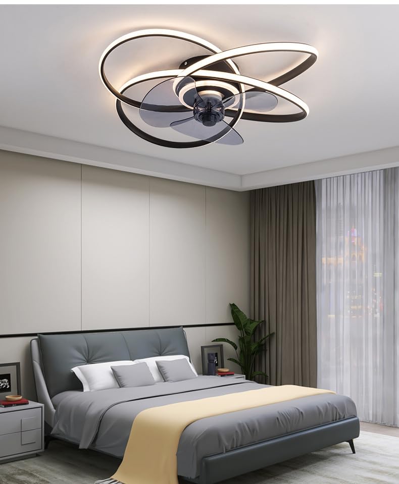 CITRA 500 MM Black Low Ceiling Light with Fan LED Chandelier - Warm White - Image 3