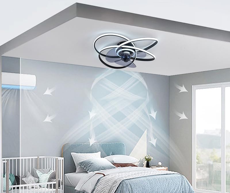 CITRA 500 MM Black Low Ceiling Light with Fan LED Chandelier - Warm White - Image 2