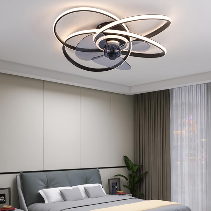 CITRA 500 MM Black Low Ceiling Light with Fan LED Chandelier - Warm White - Image 1