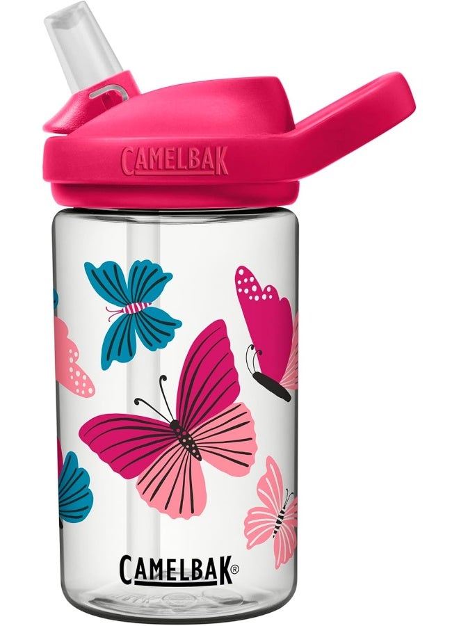 CamelBak eddy+ 14 oz Kids Water Bottle with Tritan Renew â€“ Straw Top, Leak-Proof When Closed, Colorblock Butterflies - Image 1