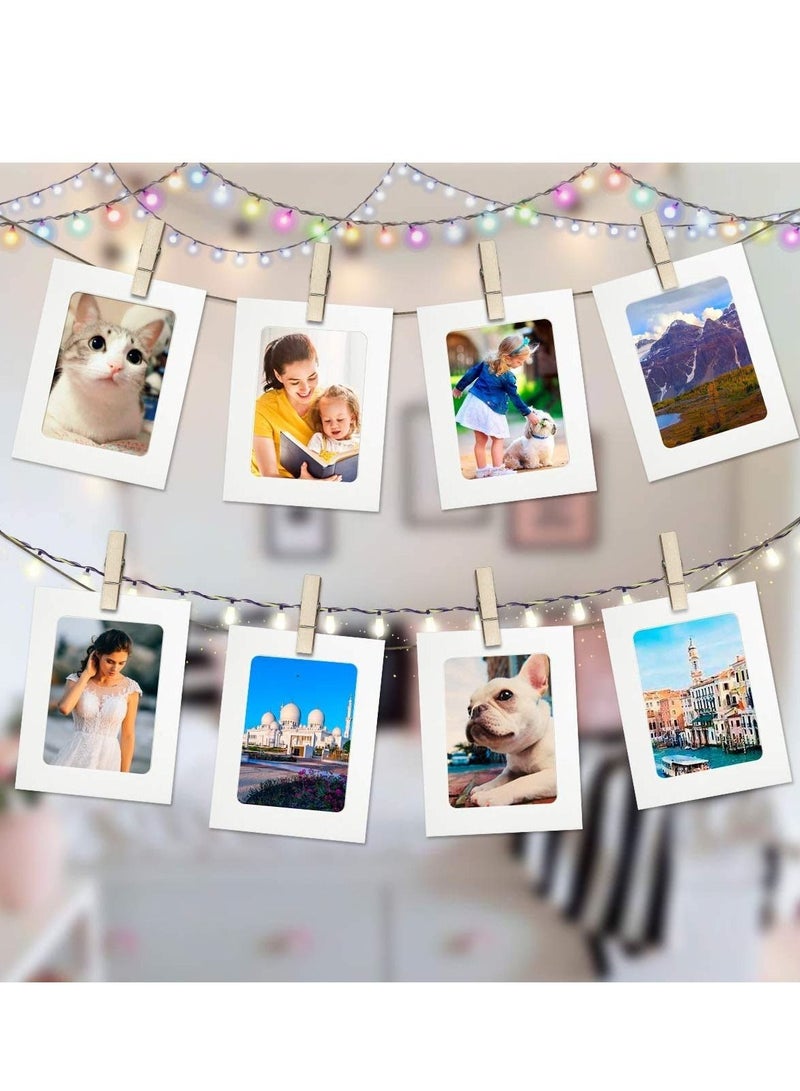 Paper Photo Frame 30pcs Kraft Picture with Mini Clothespins and Jute Twine (white) Linkage Mounted Cardboard Flax String Clips  - Image 5