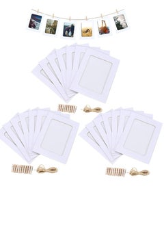 Generic Paper Photo Frame 30pcs Kraft Picture with Mini Clothespins and Jute Twine (white) Linkage Mounted Cardboard Flax String Clips  - Image 1