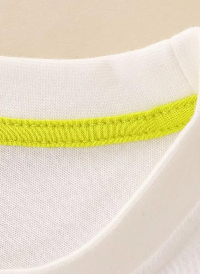 YUNIQEE White Printed Round Neck Cotton T-shirt