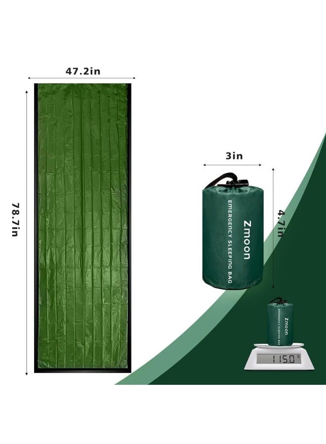 Zmoon Emergency Sleeping Bag - Waterproof Lightweight Thermal Bivy Sack - Survival Blanket Bags Portable Nylon Sack Camping, Hiking, Outdoor, Activities (2 Pack) (Green) - Image 5
