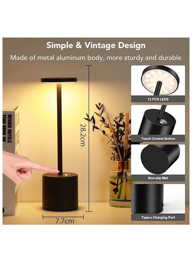 LED Desk Lamp Touch Switch Cordless Desk Lamp USB Battery Rechargeable Black Three Light Colors - Image 4