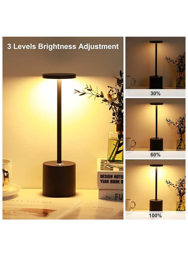 LED Desk Lamp Touch Switch Cordless Desk Lamp USB Battery Rechargeable Black Three Light Colors - Image 3