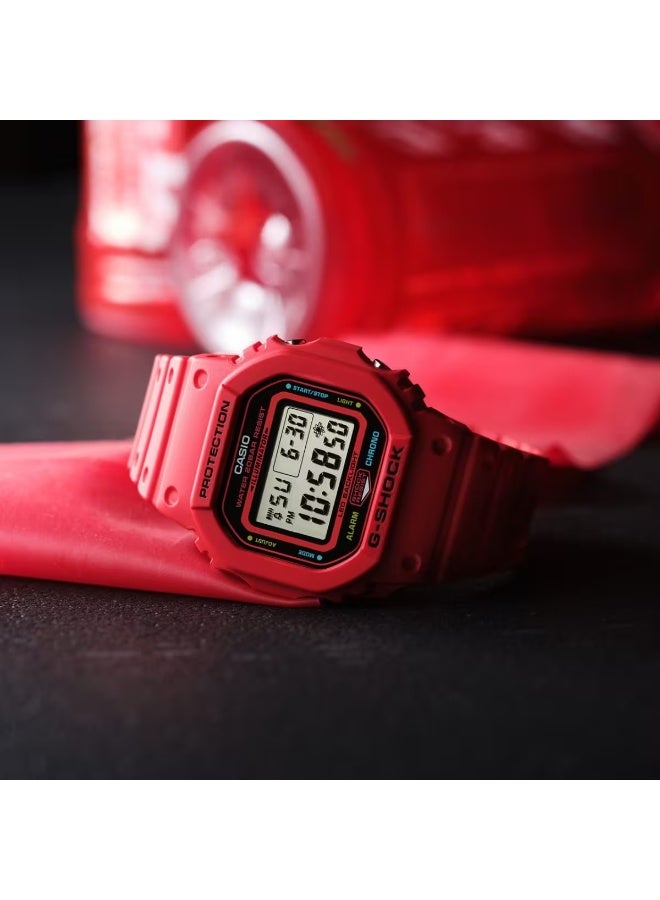 G-SHOCK Digital Watch DW‑5600EP‑4,  42.8 mm Red Resin Case & Strap, Shock Resistance, 200 m WR - Image 5