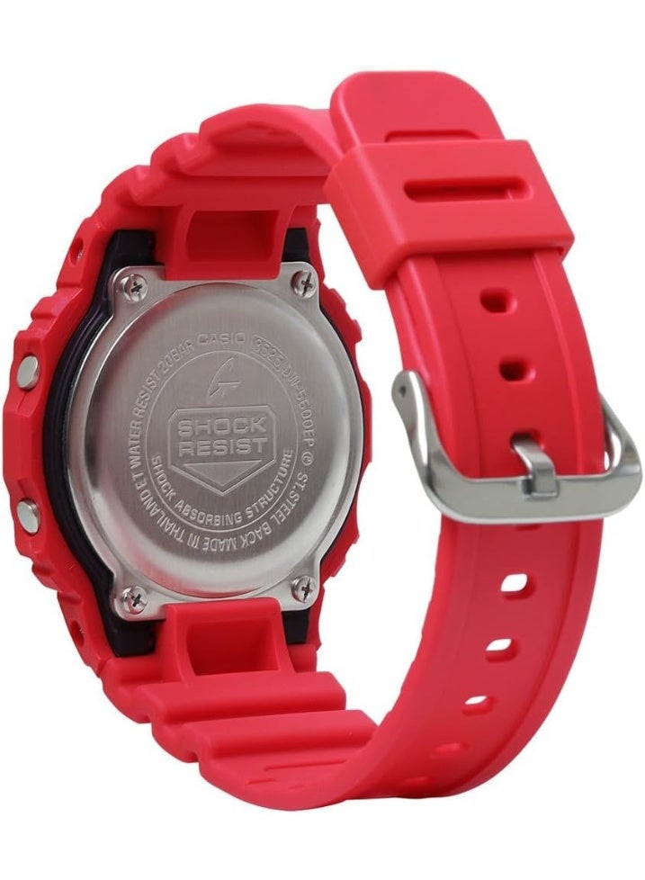 G-SHOCK Digital Watch DW‑5600EP‑4,  42.8 mm Red Resin Case & Strap, Shock Resistance, 200 m WR - Image 2
