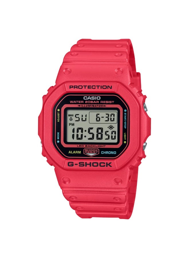 G-SHOCK Digital Watch DW‑5600EP‑4,  42.8 mm Red Resin Case & Strap, Shock Resistance, 200 m WR - Image 1