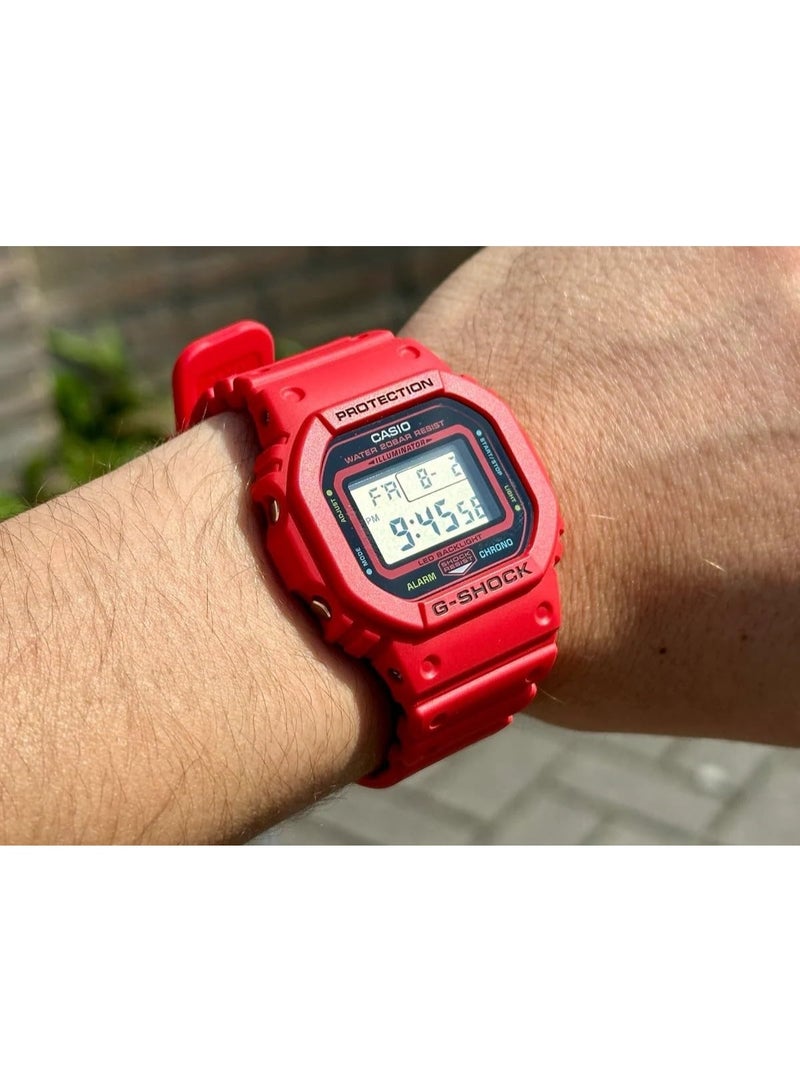 G-SHOCK Digital Watch DW‑5600EP‑4,  42.8 mm Red Resin Case & Strap, Shock Resistance, 200 m WR - Image 4