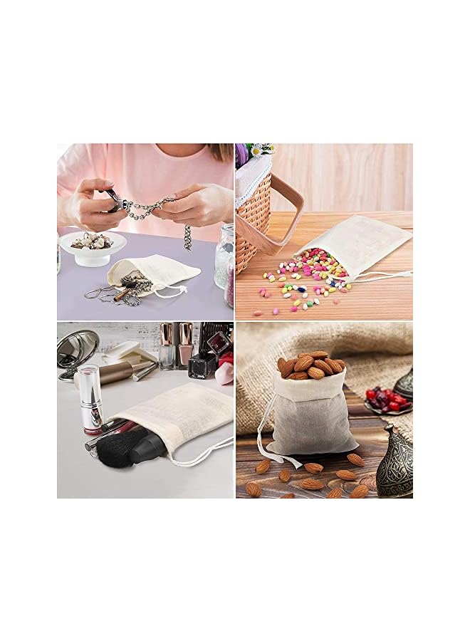 S-TOP Cotton Muslin Bags | Eco-Friendly Drawstring Pouches for Tea, Spices, Soap, Jewelry, Crafts, Party Favors | 3.1 x 3.9 Inches (50 Pcs) - Image 4