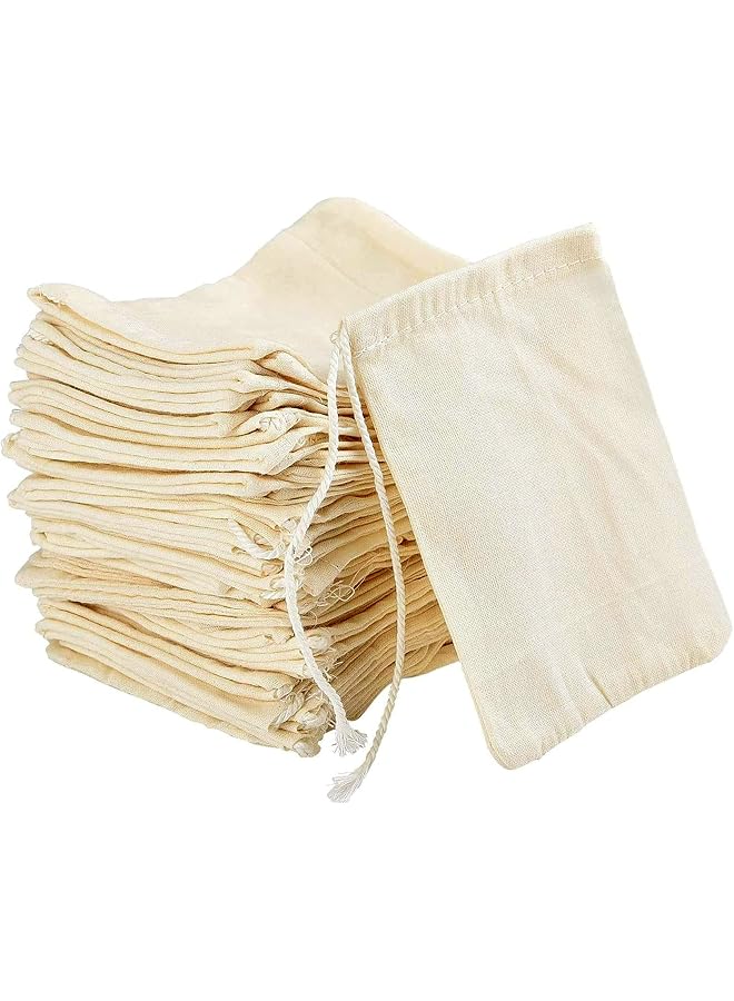 S-TOP Cotton Muslin Bags | Eco-Friendly Drawstring Pouches for Tea, Spices, Soap, Jewelry, Crafts, Party Favors | 3.1 x 3.9 Inches (50 Pcs) - Image 1
