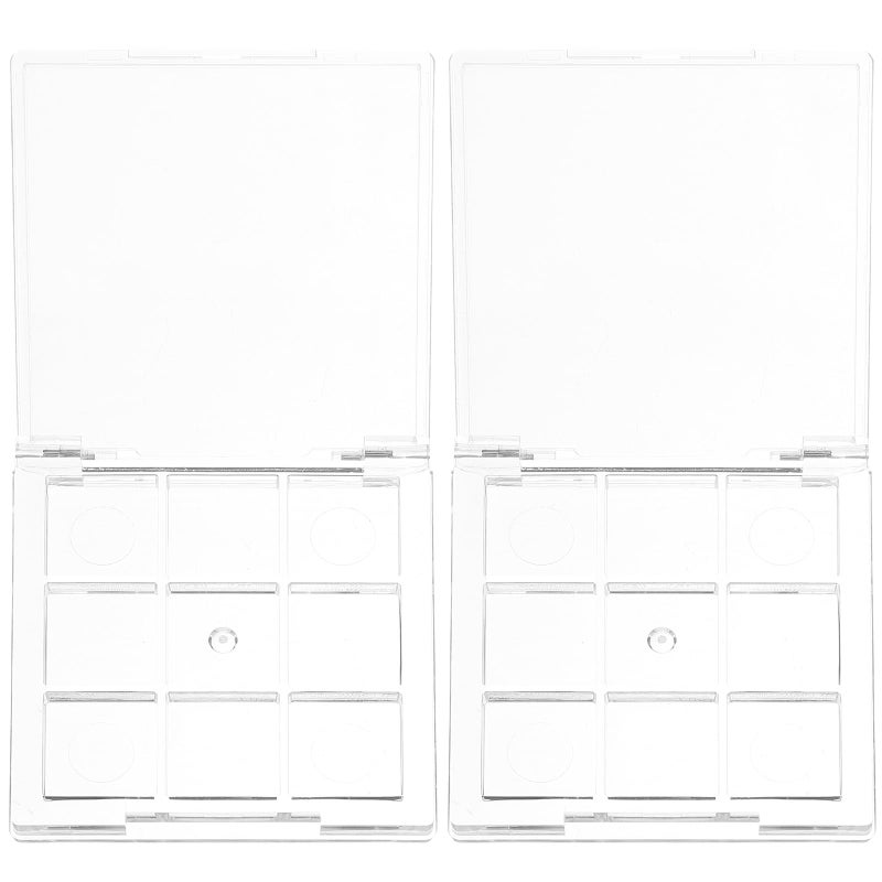 Healifty 2pcs Empty Lipstick Palette 9 Grids Diy Eyeshadow Powder Blush Lipstick Palette Empty Highlighters Container for Women