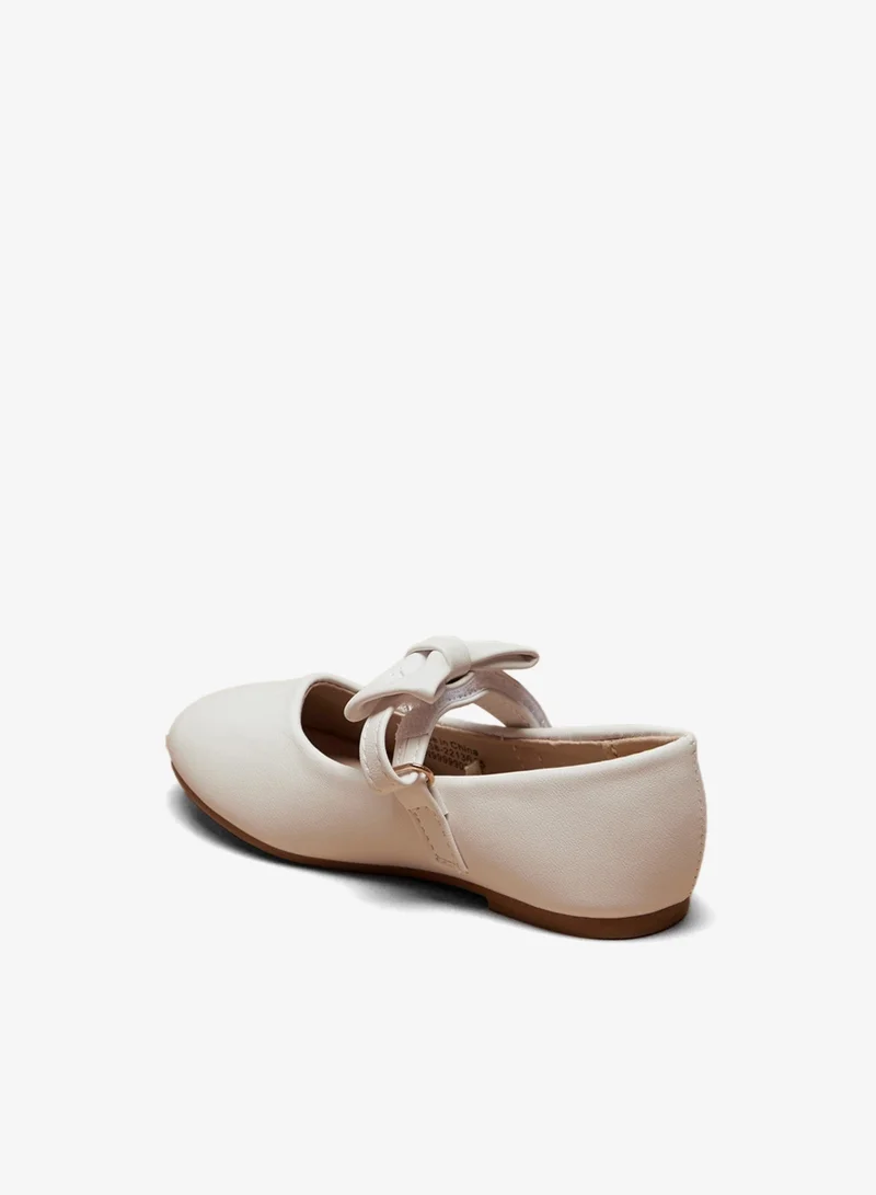Flora Bella By Shoexpress Girls Bow Accented Mary Jane Shoes with Hook and Loop Closure