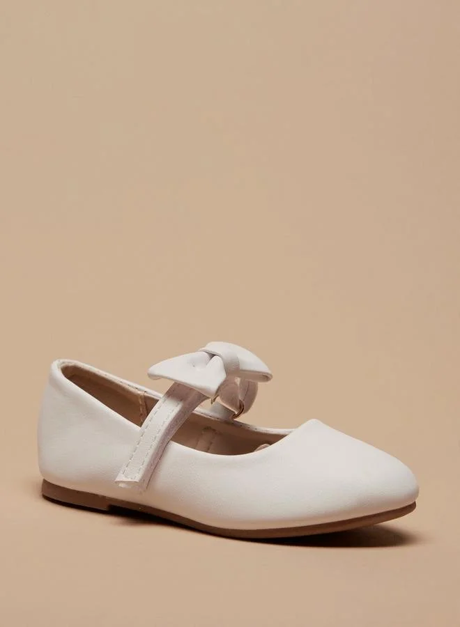 Flora Bella By Shoexpress Flora Bella Bow Accented Mary Jane Shoes With Hook And Loop Closure