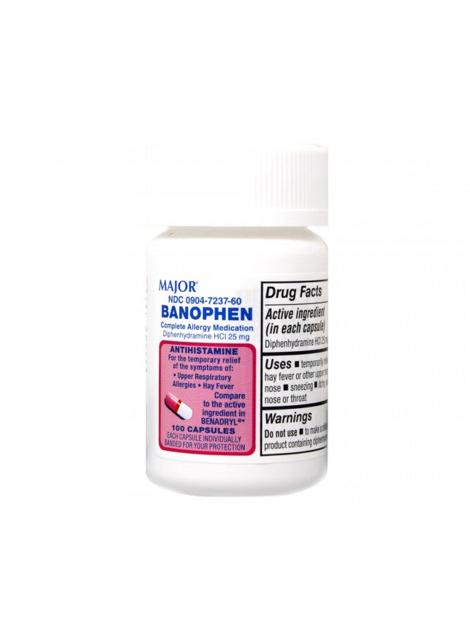 Major Pharmaceuticals Major Banophen Diphenhydramine Capsules, 25mg, 100ct (2 Pack) - Image 2