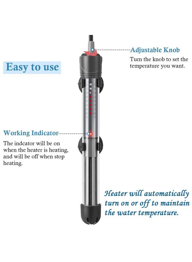 HITOP 25W 50W 100W 200W 300W Adjustable Aquarium Heater, Submersible Fish Tank Heater Thermostat with Suction Cups (100W-grey) - Image 3