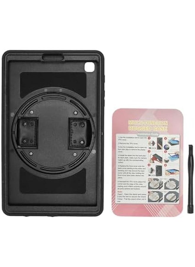 Rugged Tablet Case Hard Drop Lightweight Tablet Protective Case Cutouts With Hand Strap Stand For T225 (Black)