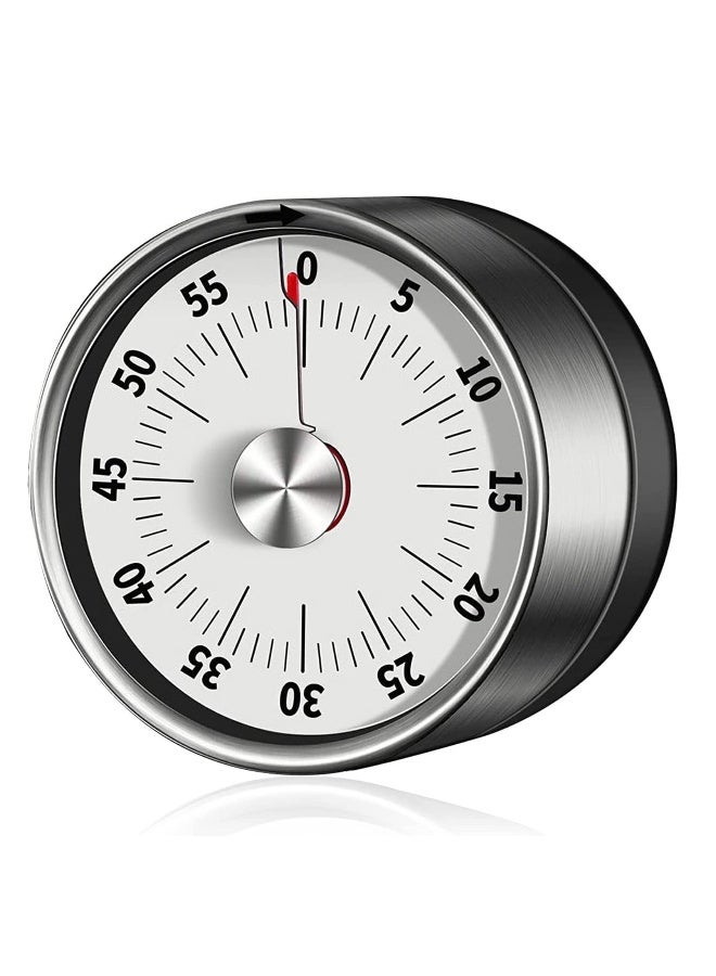 ساعة مؤقتة مغناطيسية للطهي مع منبه عالي الصوت بدون بطاريات مطلوبة، 100% ميكانيكية، قاعدة مغناطيسية، هيكل من الفولاذ المقاوم للصدأ الفاخر - Image 1