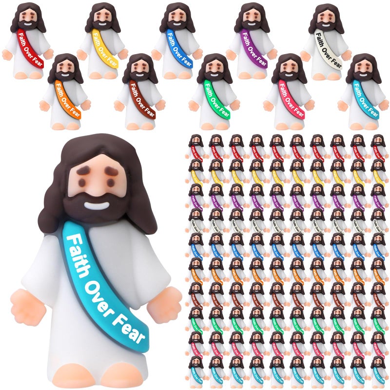 Bememo 50 Pcs Little Jesus Figures Original Design Rubber Mini Christian Toys for Hide and Seek Religious Party Favors Easter Egg Stuffer Sunday School Craft Baptism GiftsFaith Over Fear - Image 3