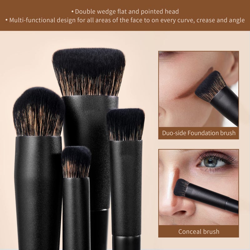 Jessup Makeup Brushes Set Jessup Make up Brushes 14Pcs Black Kabuki Foundation Eyeshadow Contour Concealer Powder Eyeliner Crease Eyebrow Blending Brush, T336 - Image 2