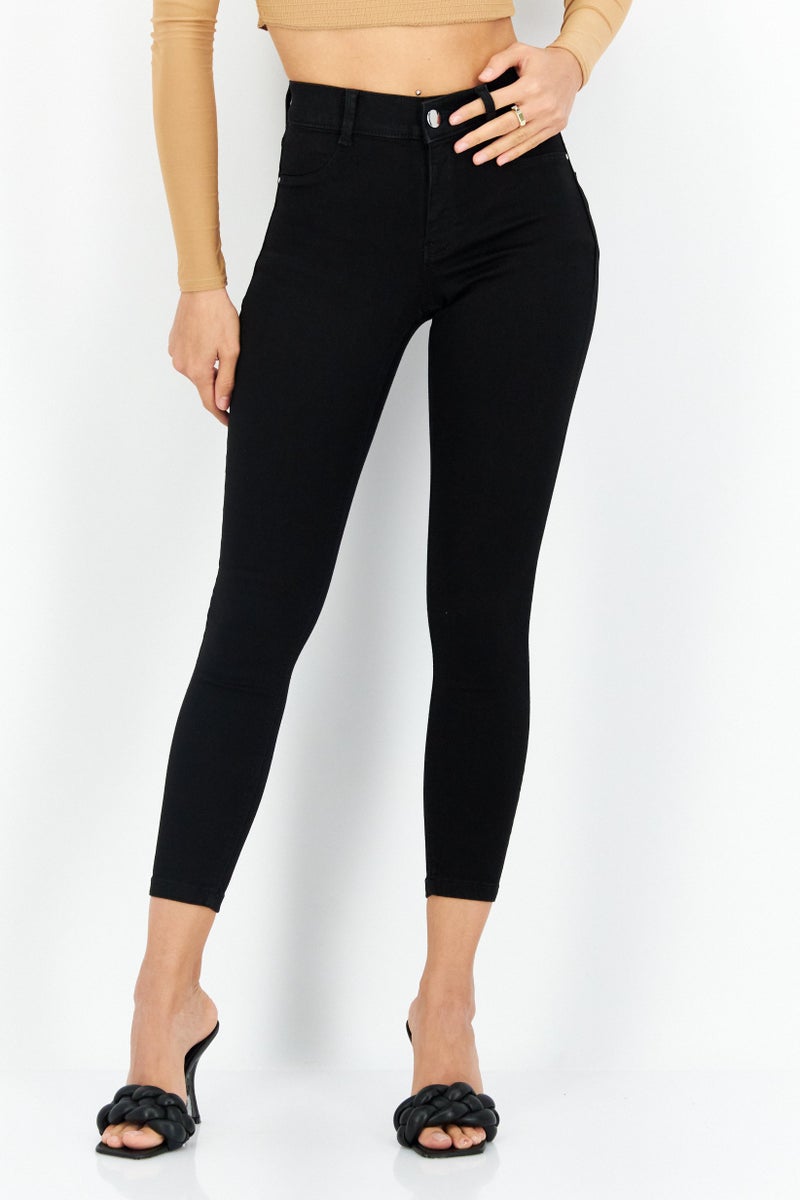 DOROTHY PERKINS Women Petite Skinny Fit Dark Stretchable Denim, Black - Image 1