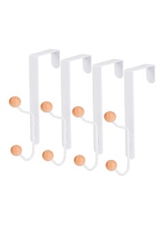 Excefore Over The Door Double Hanger Hooks 4 Packs Sturdy Metal Over Door Wooden Hooks Holds, Over The Door Hooks For Kitchen Bathrooms Drawers Wardrobe Doors Living Room  - Image 1